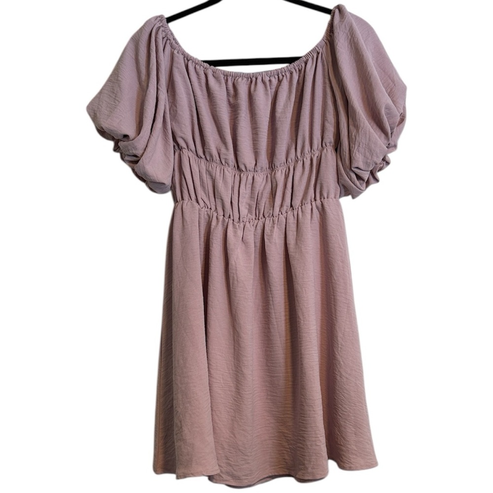 ☀️ Unbranded Dusty Pink Flowy Puffy Sleeve Mini Dress